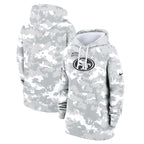 San Francisco 49ers Nike Women's 2024 Salute To Service Club Fleece Pullover Hoodie - Arctic Camo