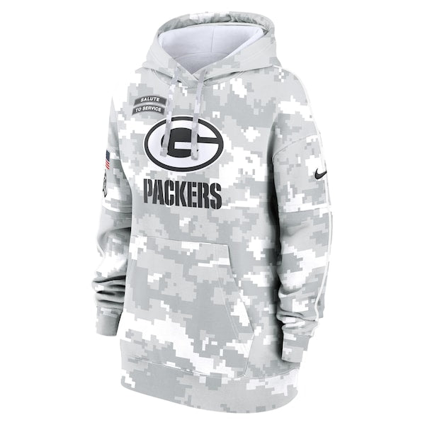 Green Bay Packers Nike Women's 2024 Salute To Service Club Fleece Pullover Hoodie - Arctic Camo