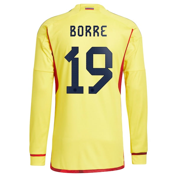 Rafael Borré Colombia National Team adidas 2022/23 Home Replica Long Sleeve Player Jersey - Yellow