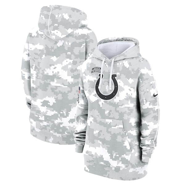 Indianapolis Colts Nike Women's 2024 Salute To Service Club Fleece Pullover Hoodie - Arctic Camo