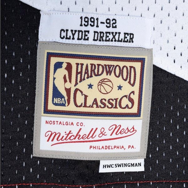 Clyde Drexler Portland Trail Blazers Hardwood Classics 1991/92 Split Swingman Jersey - Red/Black