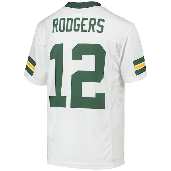 Aaron Rodgers Green Bay Packers Youth Replica Player Jersey - White/Green
