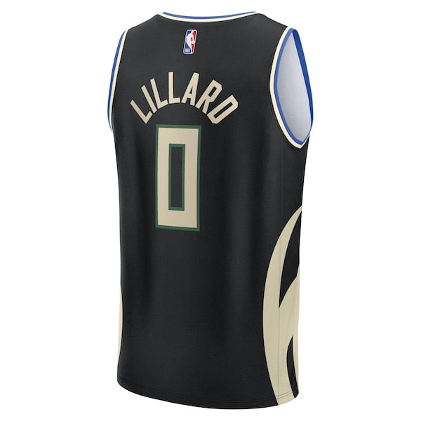 Damian Lillard Milwaukee Bucks  Youth Fast Break Replica Player Jersey - Statement Edition - Black