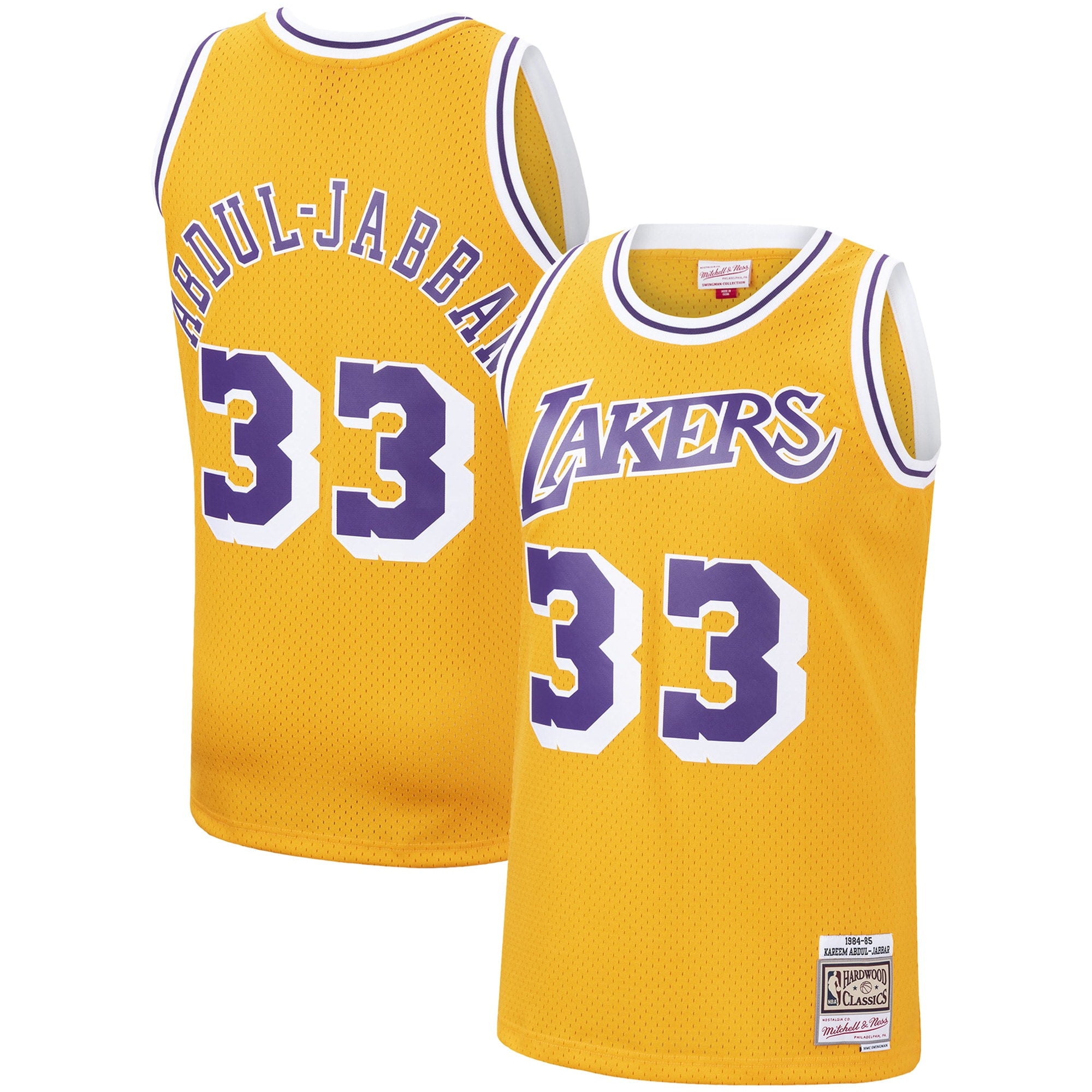 Kareem Abdul-Jabbar Los Angeles Lakers  Hardwood Classics Swingman Jersey - Purple/Gold