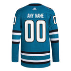San Jose Sharks adidas  Home  Primegreen Authentic Custom Jersey - Teal