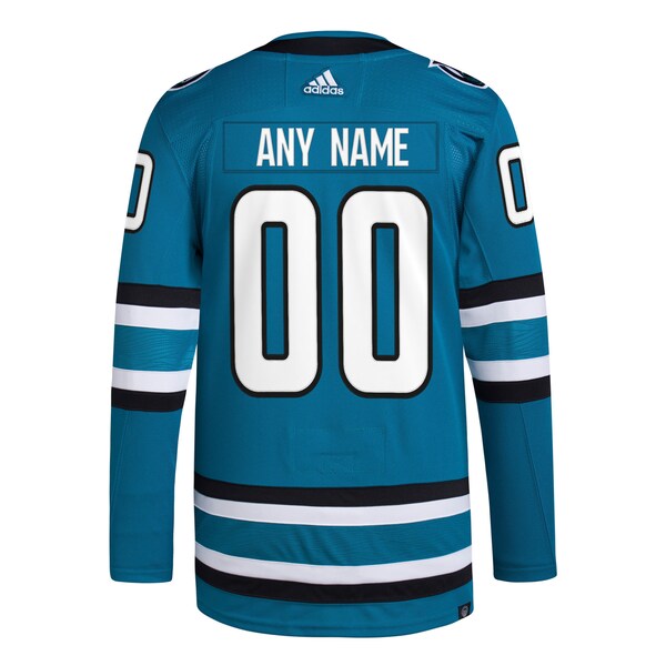 San Jose Sharks adidas  Home  Primegreen Authentic Custom Jersey - Teal