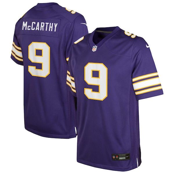J.J. McCarthy Minnesota Vikings Nike Youth Classic Alternate Player Game Jersey - Purple