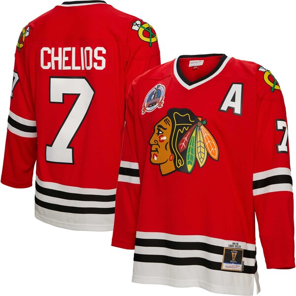Chris Chelios Chicago Blackhawks Alternate Captain Patch 1991/92 Blue Line Player Jersey - Red