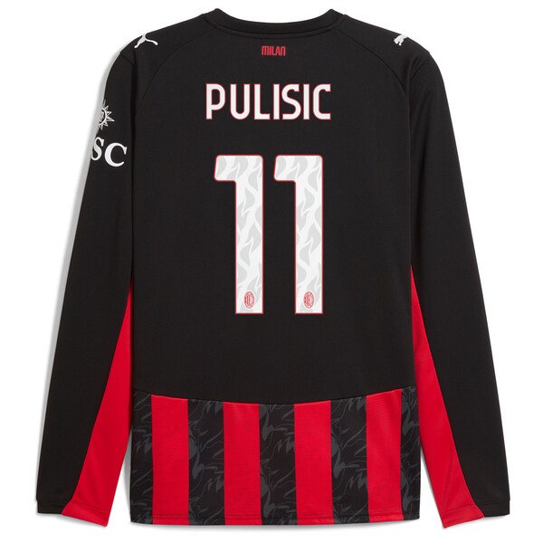 Christian Pulisic AC Milan Puma 2025/26 Home Replica Long Sleeve Player Jersey - Red