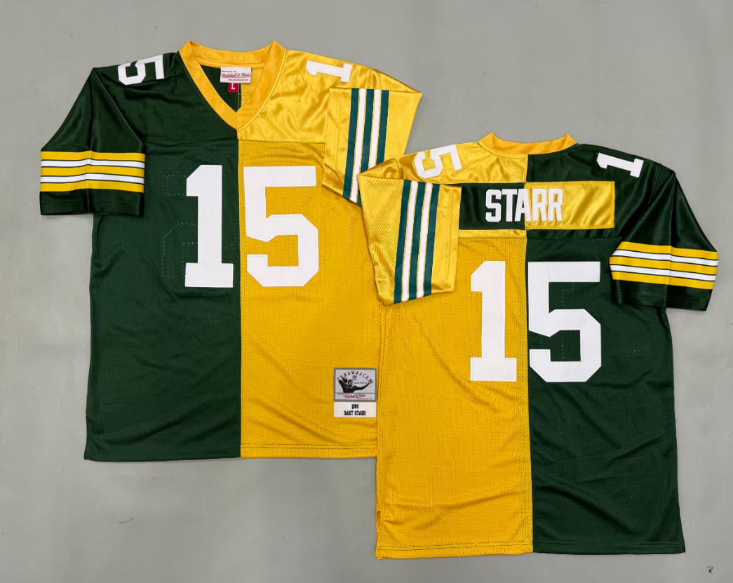 Bart Starr Green Bay Packers Authentic Split Throwback Retired Player Jersey