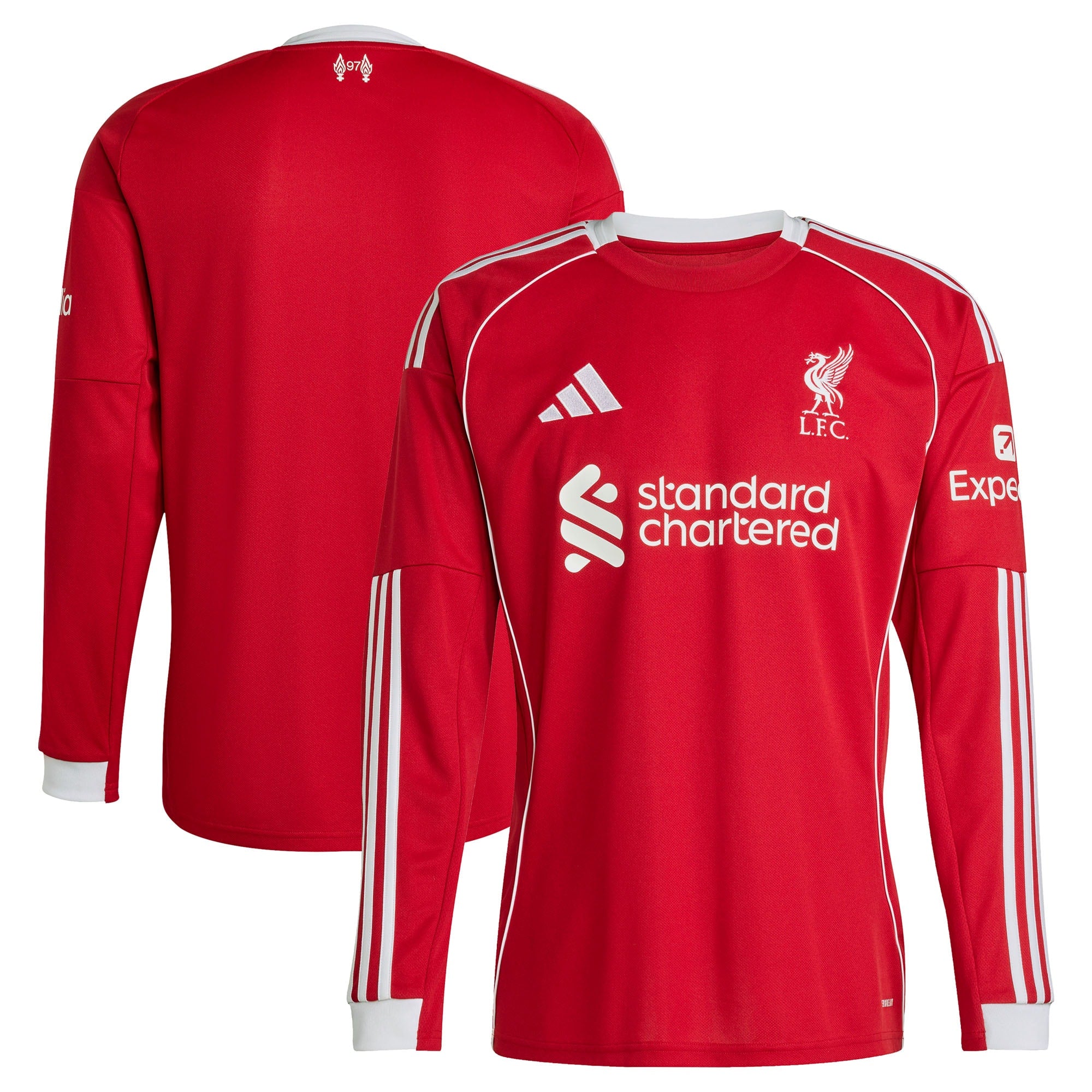 Liverpool adidas 2025/26 Away Replica Long Sleeve Jersey - White/Red/Green