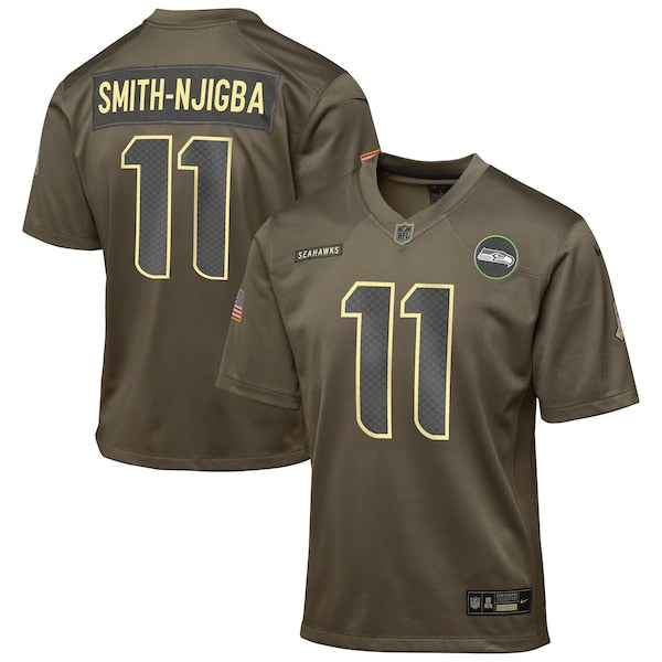 Jaxon Smith-Njigba Seattle Seahawks Nike Youth 2025 Salute to Service Game Jersey - Olive