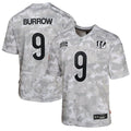 Joe Burrow Cincinnati Bengals Nike Youth 2024 Salute to Service Game Jersey - Arctic Camo