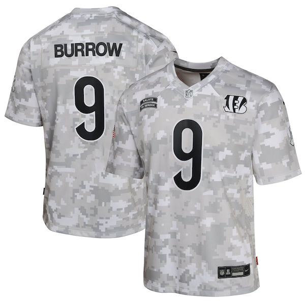 Joe Burrow Cincinnati Bengals Nike Youth 2024 Salute to Service Game Jersey - Arctic Camo