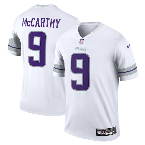 J.J. McCarthy Minnesota Vikings Nike Alternate Legend Player Performance Top - White/Purple