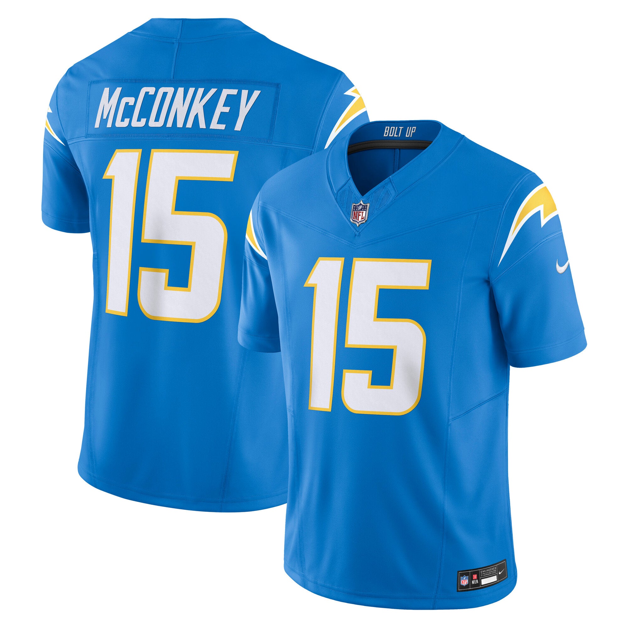 Ladd McConkey Los Angeles Chargers Nike Alternate Super Chargers Vapor F.U.S.E. Limited Jersey - Navy/Gold/Powder Blue