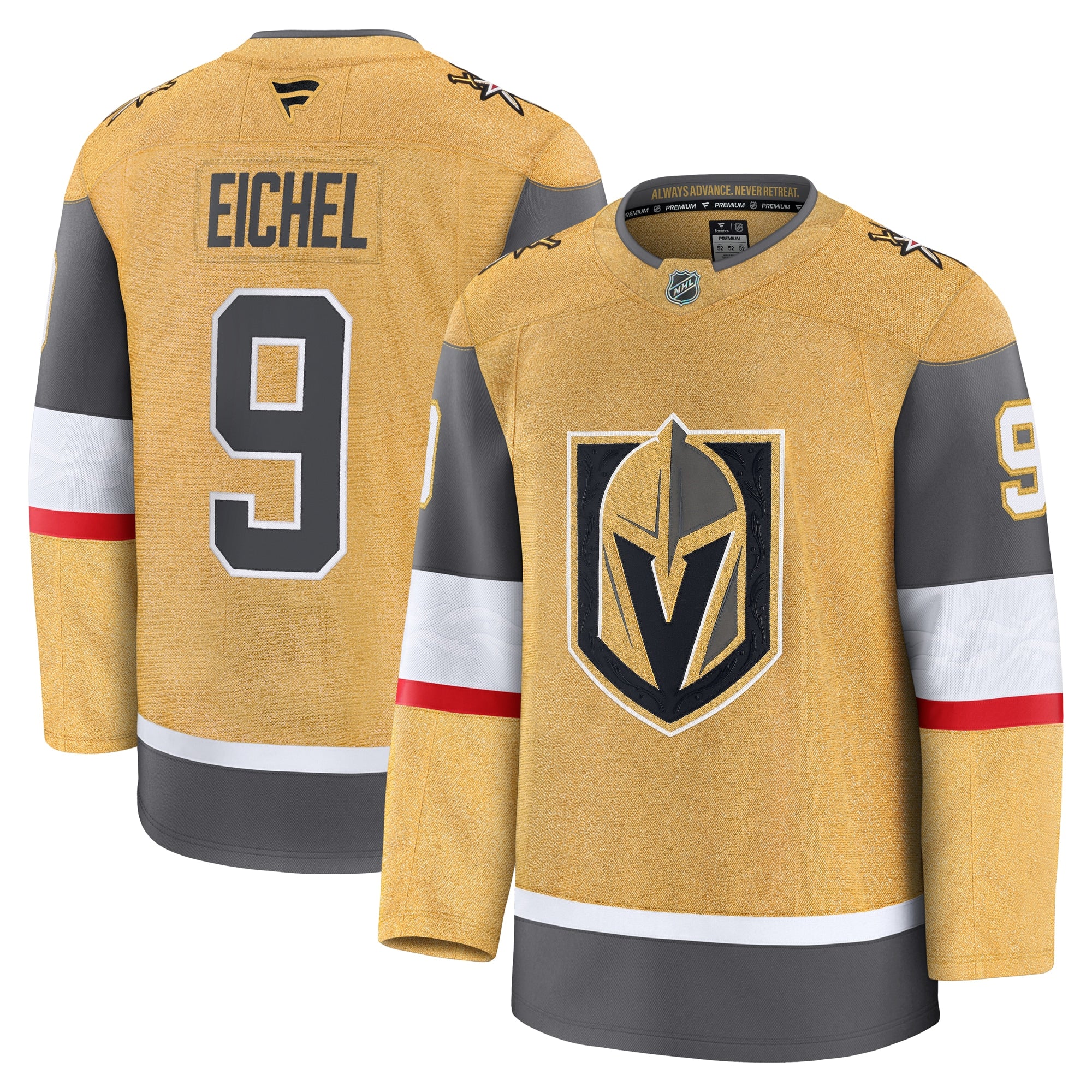 Jack Eichel Vegas Golden Knights  Alternate Premium Jersey - Gray/Gold