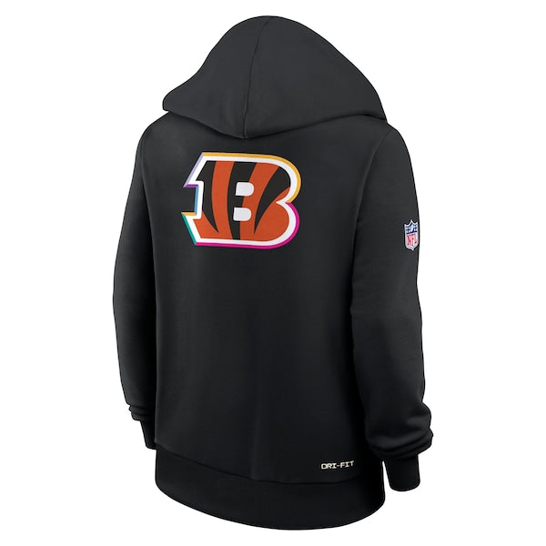 Cincinnati Bengals Nike Women's 2025 NFL Crucial Catch Sideline Standard Issue Dri-FIT Hoodie - Black