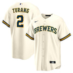 Brice Turang Milwaukee Brewers Nike Home Replica Jersey - Cream