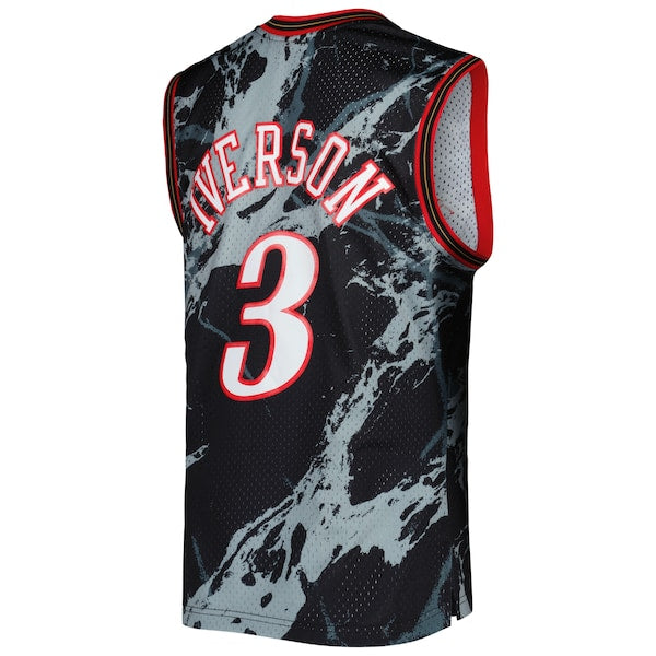 Allen Iverson Philadelphia 76ers 2000/01 Hardwood Classics Marble Swingman Jersey - Black
