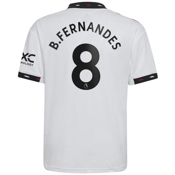 Bruno Fernandes Manchester United adidas Youth 2022/23 Away Replica Player Jersey - White