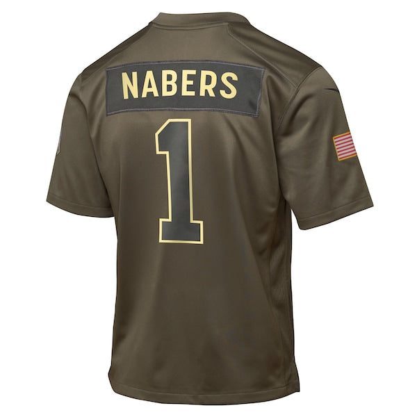 Malik Nabers New York Giants Nike Youth 2025 Salute to Service Game Jersey - Olive