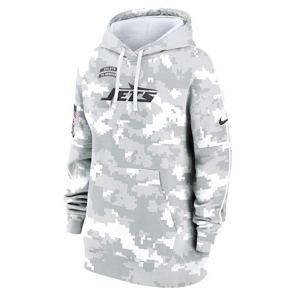 New York Jets Nike Women's 2024 Salute To Service Club Fleece Pullover Hoodie - Arctic Camo