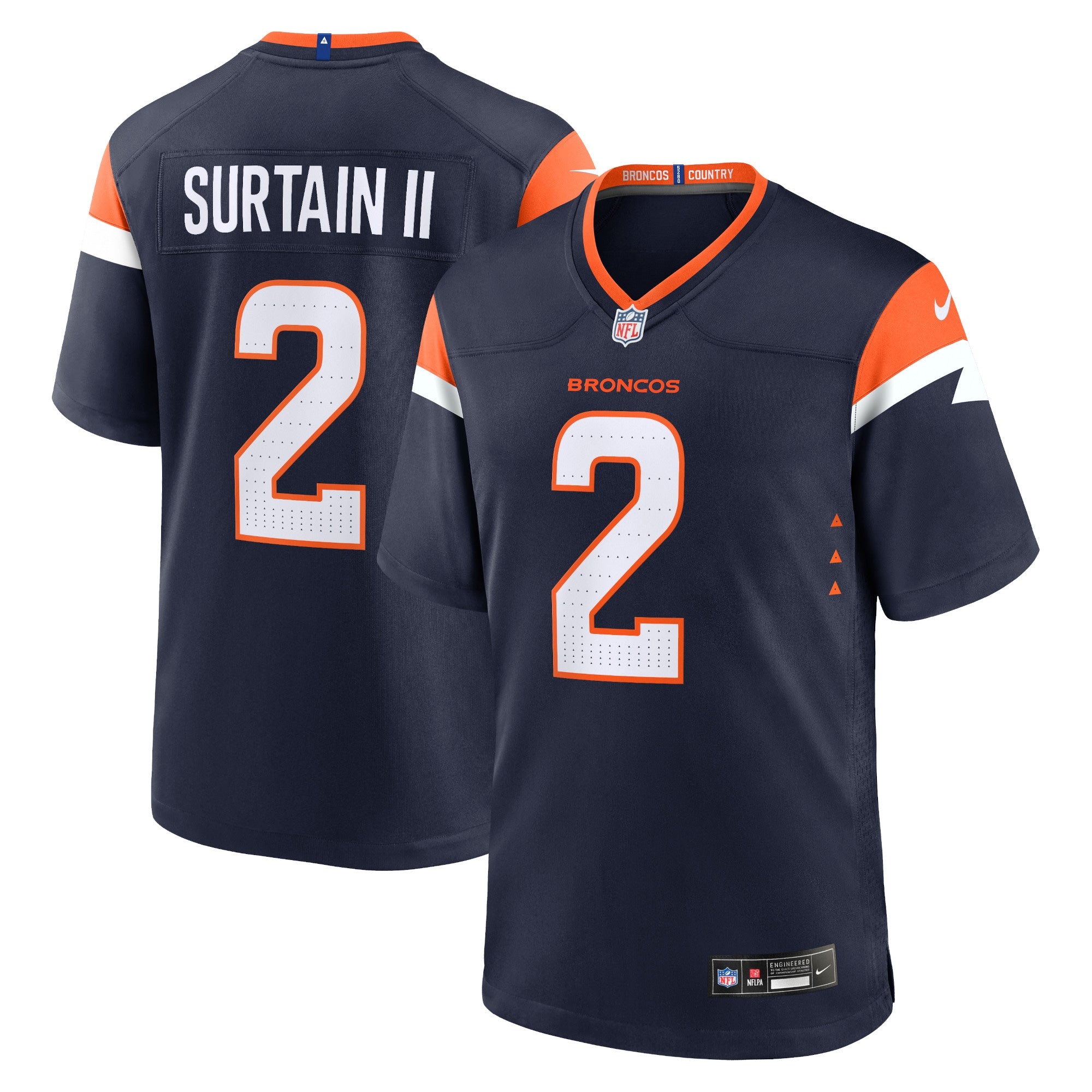 Patrick Surtain II Denver Broncos Nike Game Jersey - White/Navy/Orange