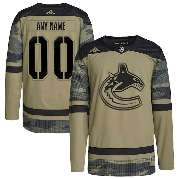 Vancouver Canucks adidas Logo Military Appreciation Team Authentic Custom Practice Jersey - Camo