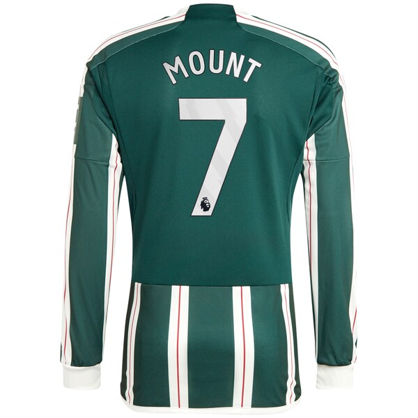 Mason Mount Manchester United adidas 2023/24 Away Long Sleeve Replica Player Jersey - Green/Red