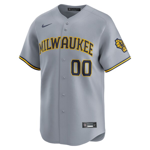 Milwaukee Brewers Nike Away Limited Custom Jersey - Gray