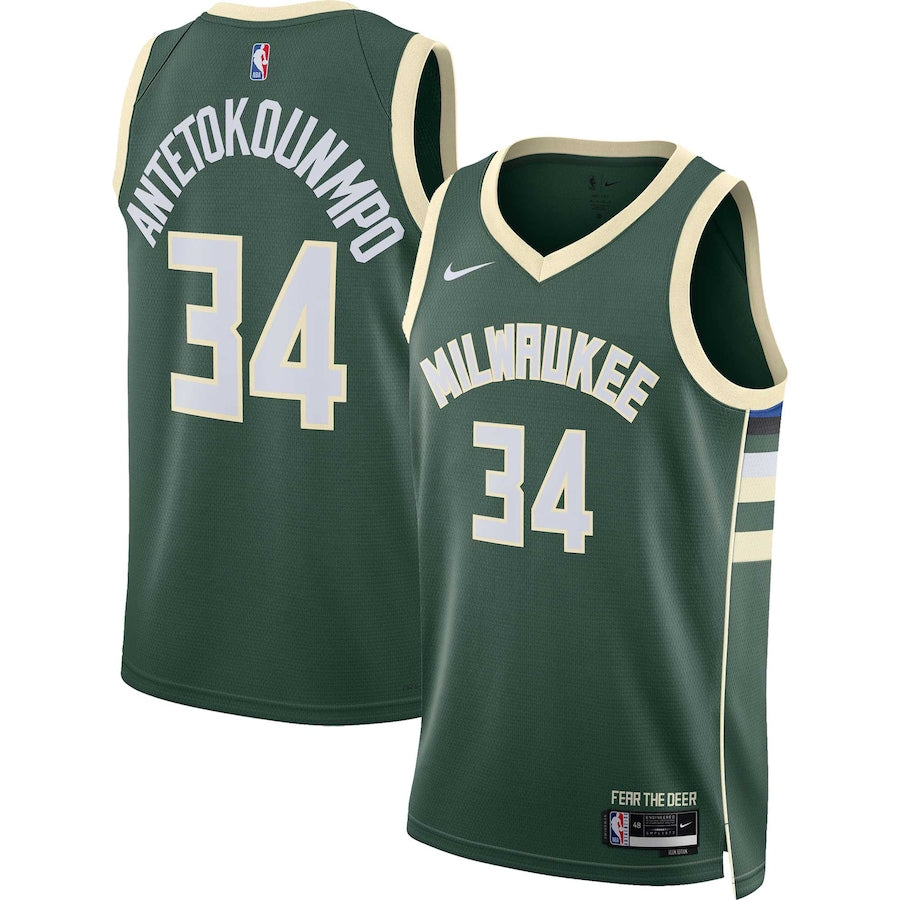 Giannis Antetokounmpo Milwaukee Bucks Nike Unisex Swingman Jersey - Association Edition - White/Hunter Green