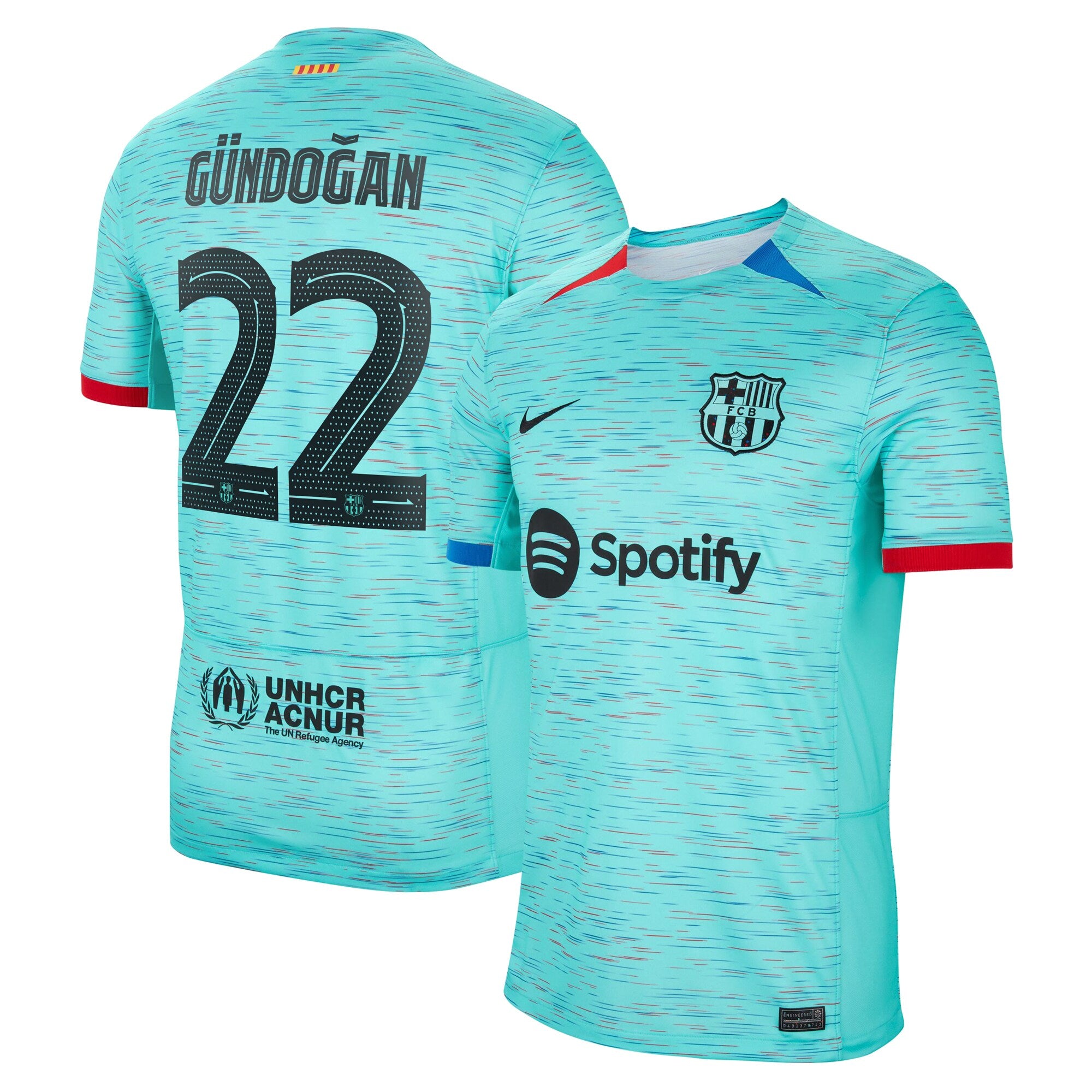 Ilkay Gündogan Barcelona Nike 2023/24 Away Stadium Replica Player Jersey - White/Aqua/Royal
