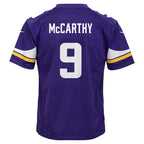 J.J. McCarthy Minnesota Vikings Nike Youth Team Player Game Jersey - Purple/White