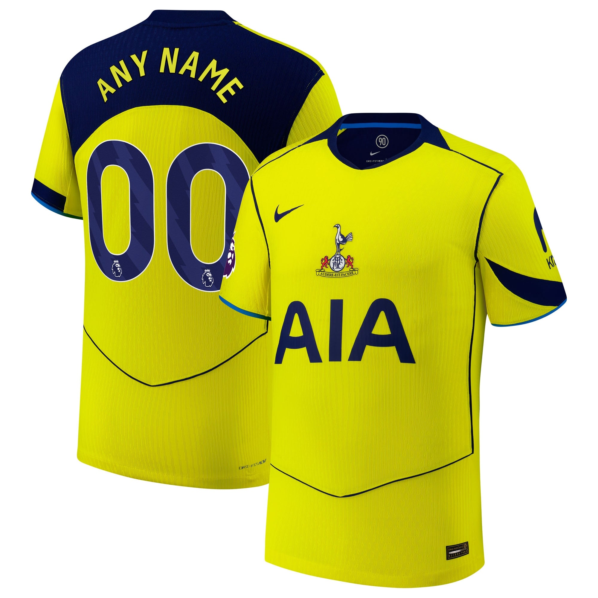 Tottenham Hotspur Nike 2025/26 Home Authentic Custom Jersey - White/Yellow