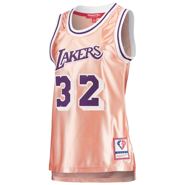 Magic Johnson Los Angeles Lakers Women's 75th Anniversary Rose Gold 1984 Swingman Jersey - Pink