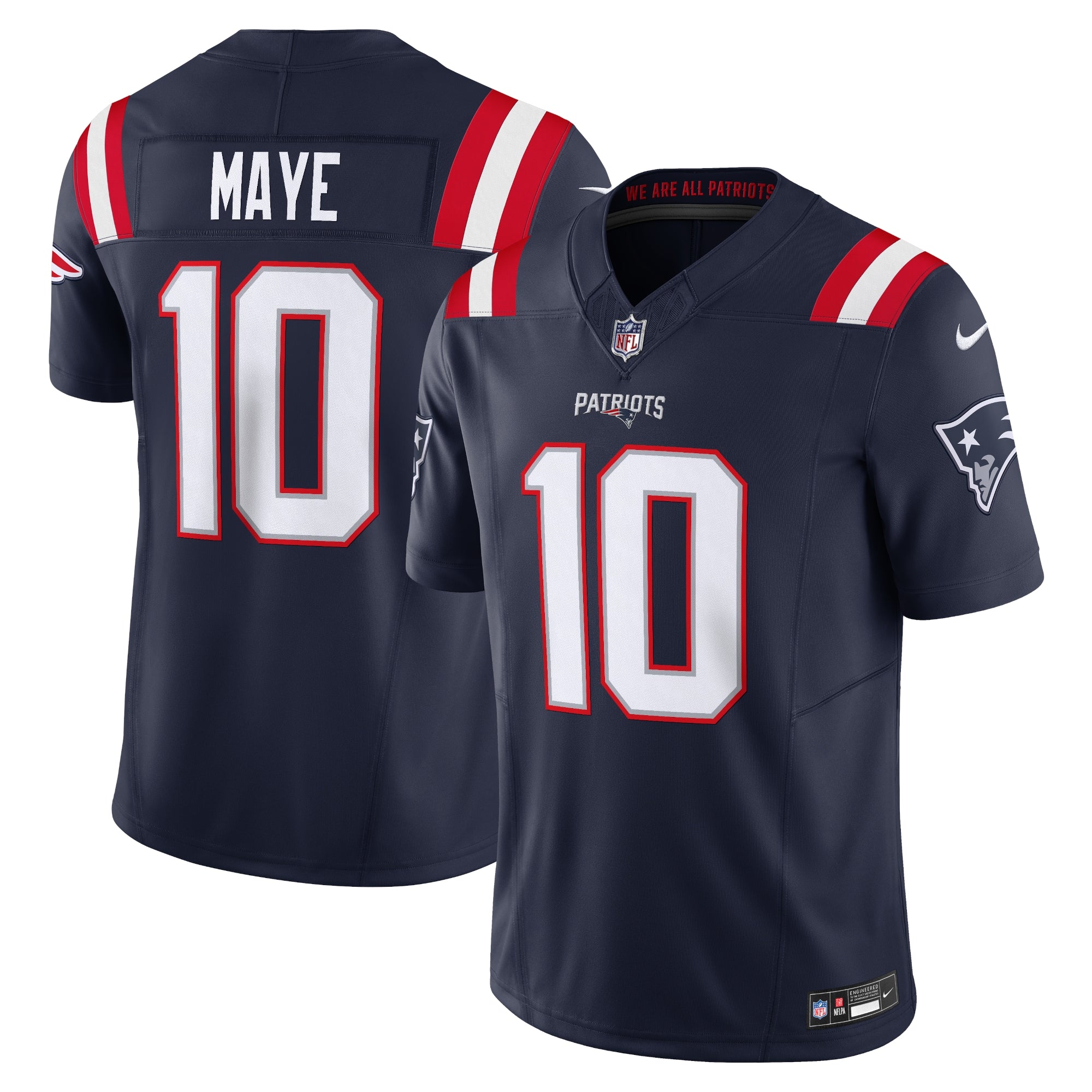 Drake Maye New England Patriots Nike  Vapor F.U.S.E. Limited Jersey - White/Red/Navy