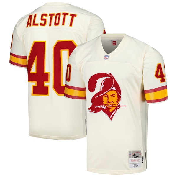 Mike Alstott Tampa Bay Buccaneers Chainstitch Legacy Jersey - Cream