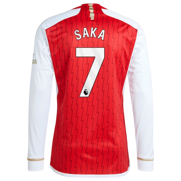 Bukayo Saka Arsenal adidas 2023/24 Home Replica Player Long Sleeve Jersey - Red