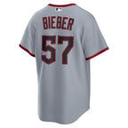 Shane Bieber Cleveland Guardians Nike Road Replica Jersey - Gray/White