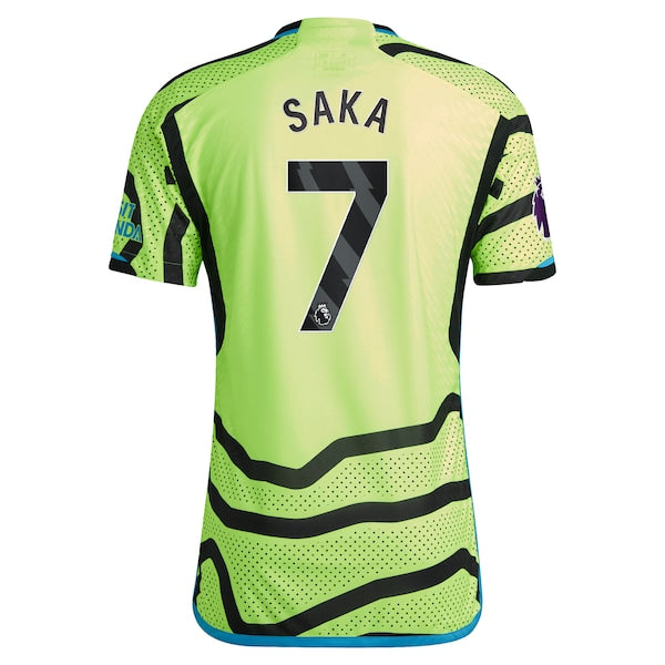 Bukayo Saka Arsenal adidas 2023/24 Away Authentic Player Jersey - Yellow/Red