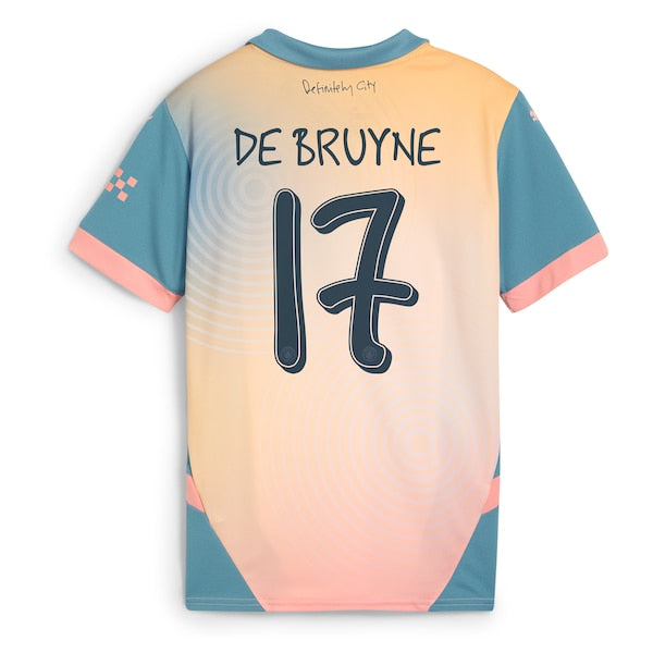 Kevin De Bruyne Manchester City Puma Youth 2024/25 Fourth Replica Player Jersey - Blue/Light Blue