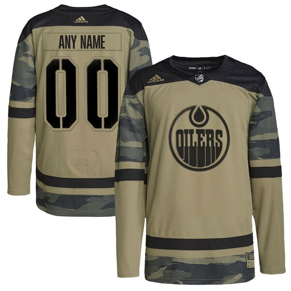 Edmonton Oilers adidas Logo Military Appreciation Team Authentic Custom Practice Jersey - Camo