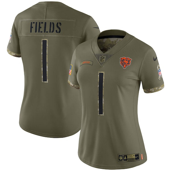 Justin Fields Chicago Bears Nike Women's 2022 Salute To Service Limited Jersey - Olive