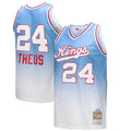 Reggie Theus Sacramento Kings 1985/86 Hardwood Classics Fadeaway Swingman Player Jersey - White/Light Blue