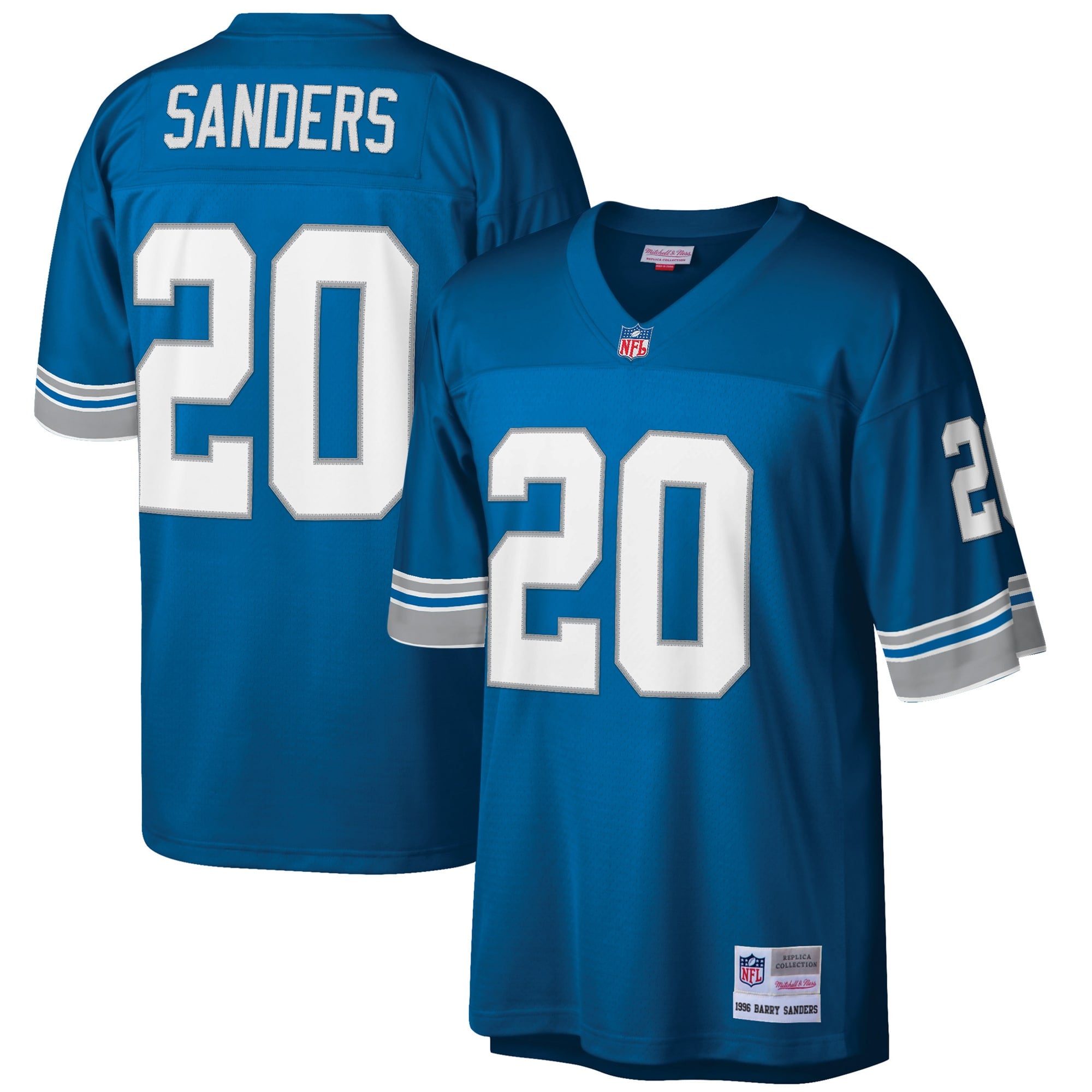 Barry Sanders Detroit Lions Big & Tall 1996 Retired Player Replica Jersey - White/Blue