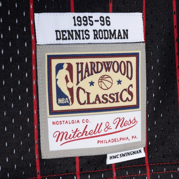 Dennis Rodman Chicago Bulls Hardwood Classics 1995/96 Split Swingman Jersey - Red/Black