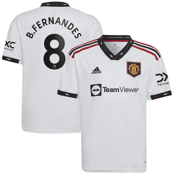Bruno Fernandes Manchester United adidas Youth 2022/23 Away Replica Player Jersey - White