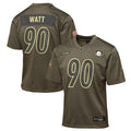 T.J. Watt Pittsburgh Steelers Nike Youth 2025 Salute to Service Game Jersey - Olive