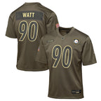 T.J. Watt Pittsburgh Steelers Nike Youth 2025 Salute to Service Game Jersey - Olive